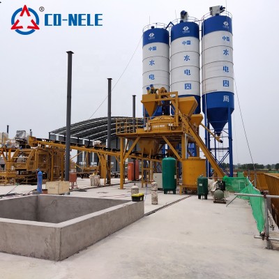 concrete block batching plant with planetary concrete mixer or twin shaft concrete mixer